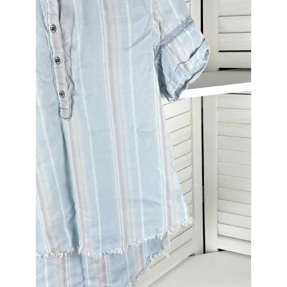 Purple Rain Striped Blouse With Fringe High/Low Hem Women's XS Button Up 90s - Picture 3 of 7